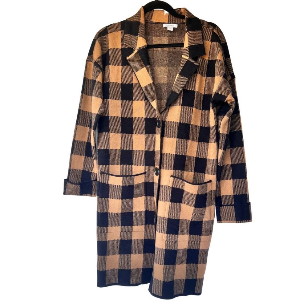 Nine West Plaid Sweater Coatigan